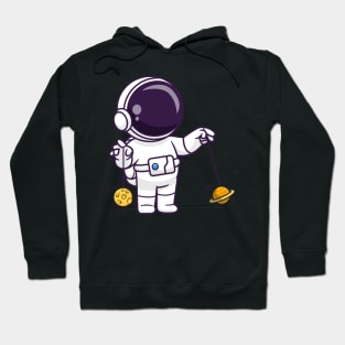 Cute Astronaut Playing Planet And Moon Yoyo Cartoon Hoodie